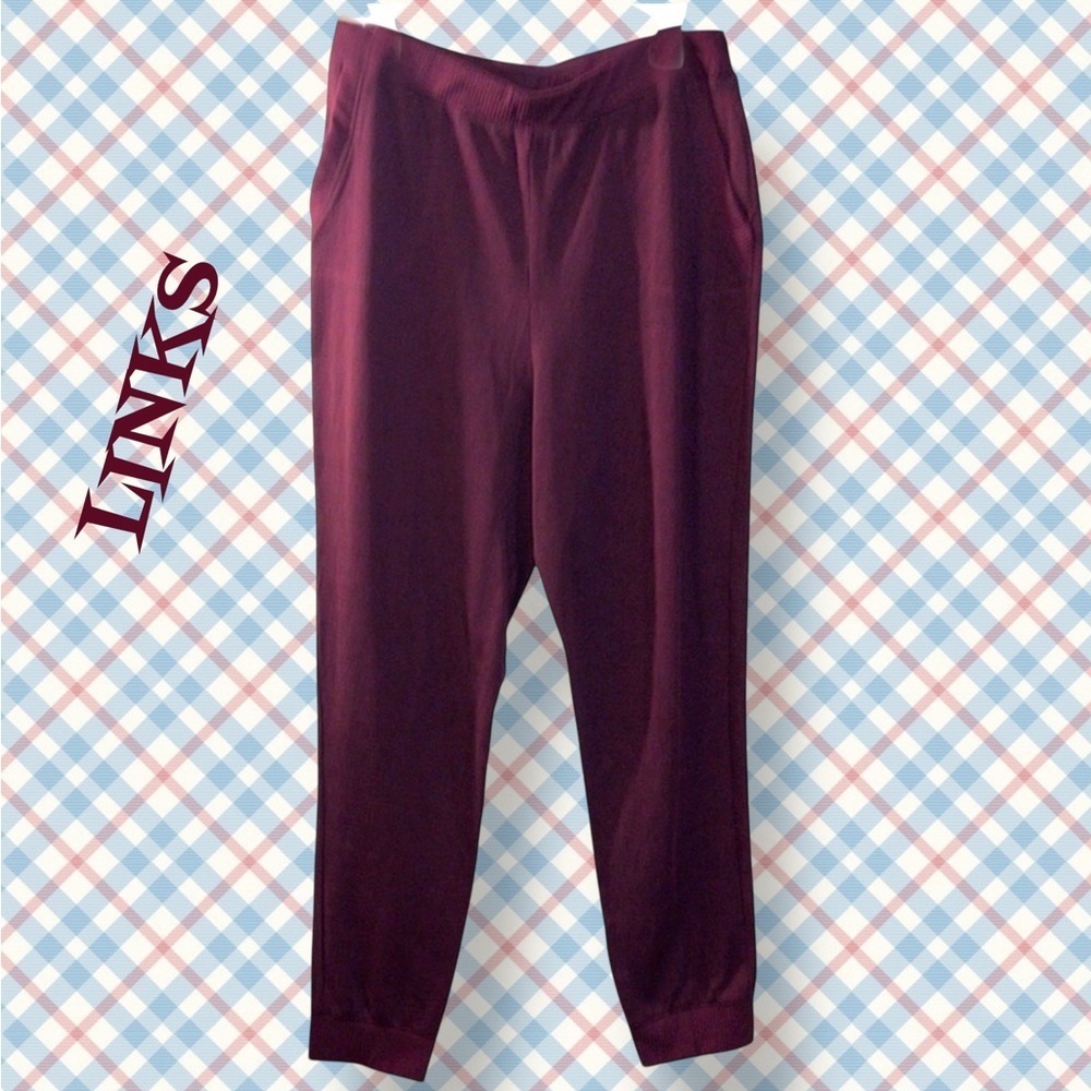 🌺LINKS BURGANDY FRONT POCKETS JOGGERS